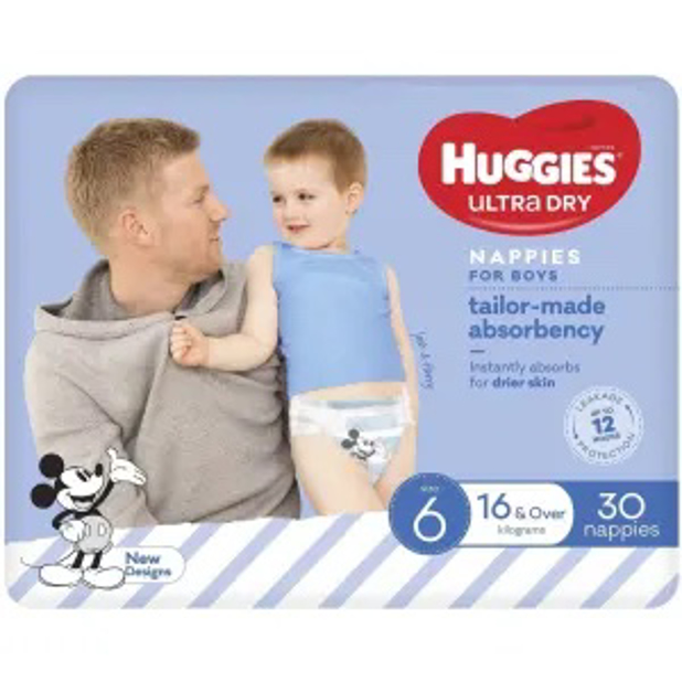 Huggies Ultra Dry Nappies Boys Size 6 (16+kg) 30 Pack